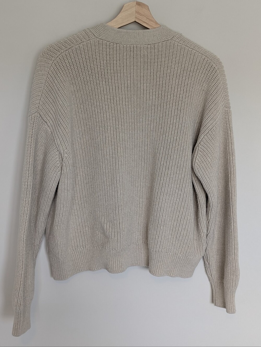 Quince Cream Ribbed V-Neck Button-Front Cardigan - Picture 7 of 9